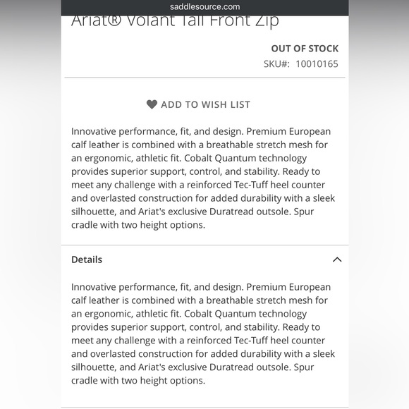 ARIAT VOLANT, FRONT ZIP, FULL CALF, WNS sz 9.5. BLACK. NWT - Picture 13 of 16